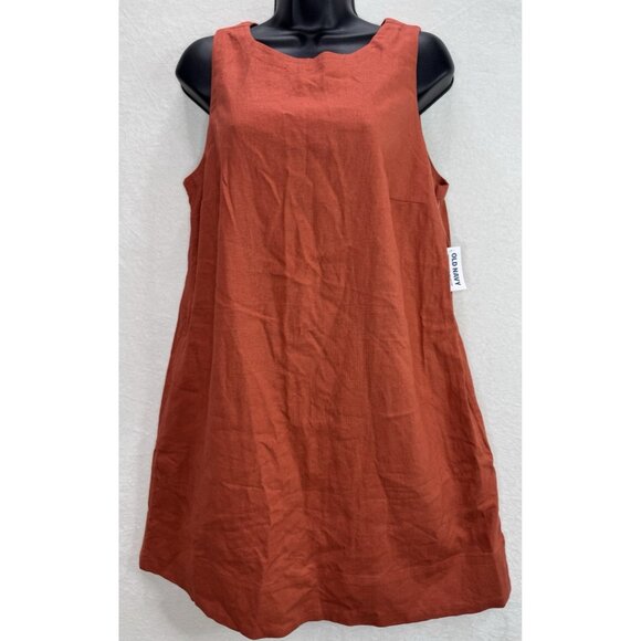 Old Navy Women's Linen-Blend Mini Shift Dress in Gingerspice Size Medium NWT - Picture 1 of 10